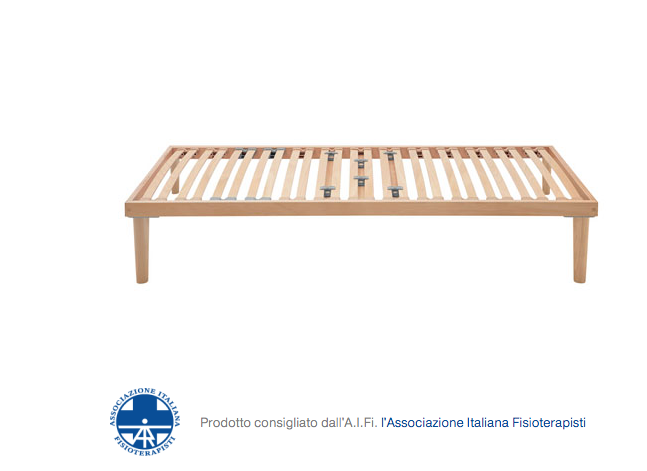 Rete ergonomica FOREST Dorsal legno FSC letto singolo con set piedi P60