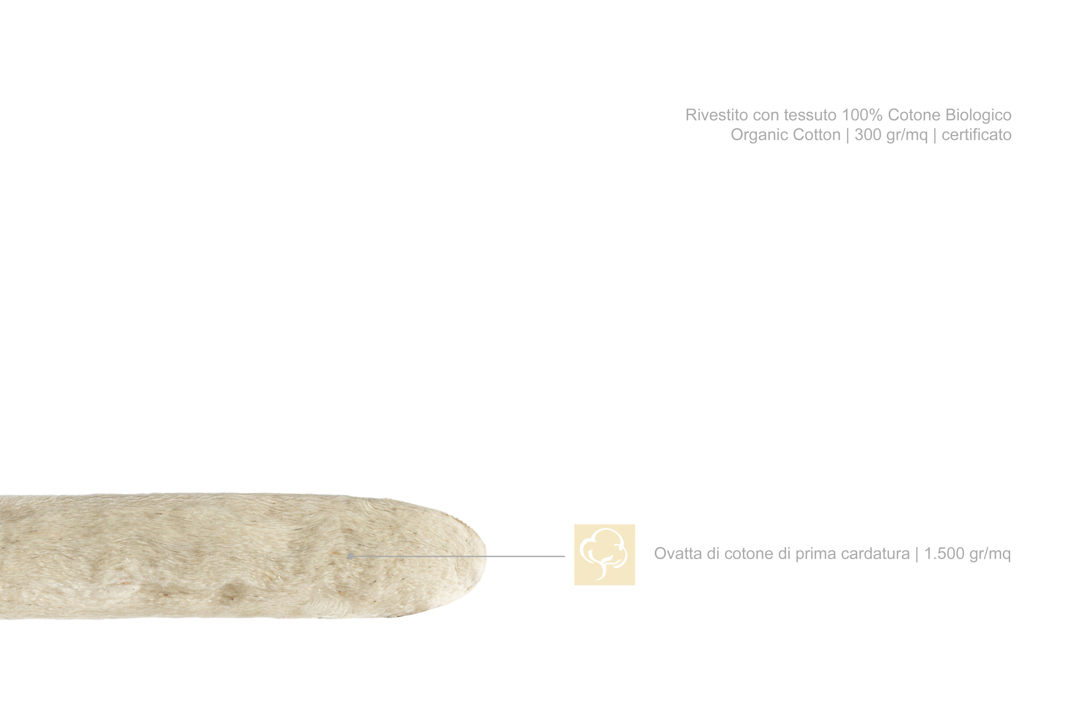 guanciale cotone basso sezione campioncino info materiali